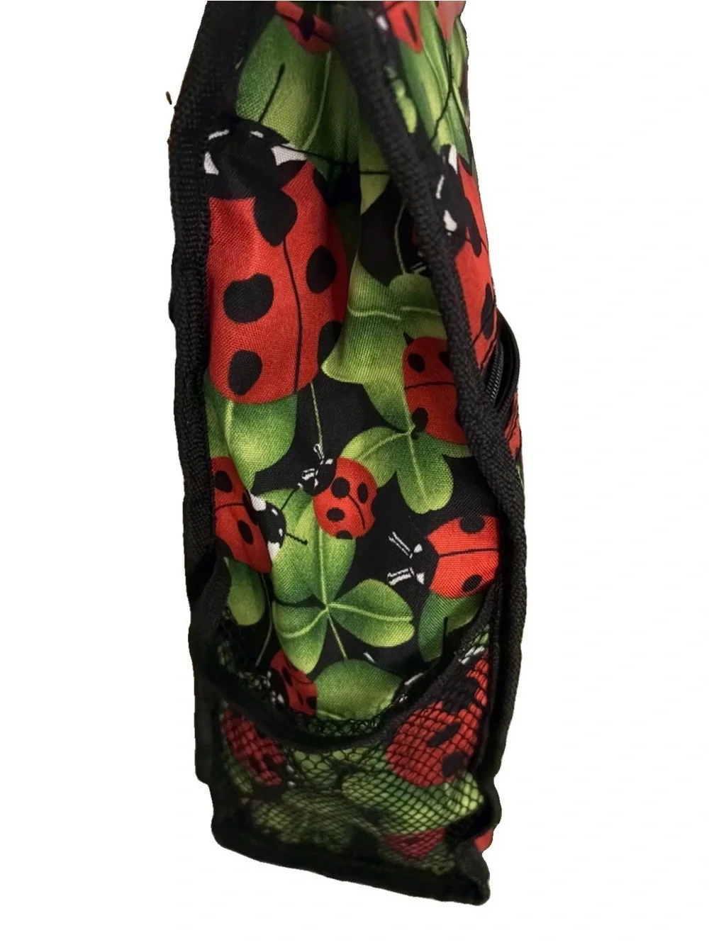 Ladybug Print Cosmetic Tote Bag in Red and Green